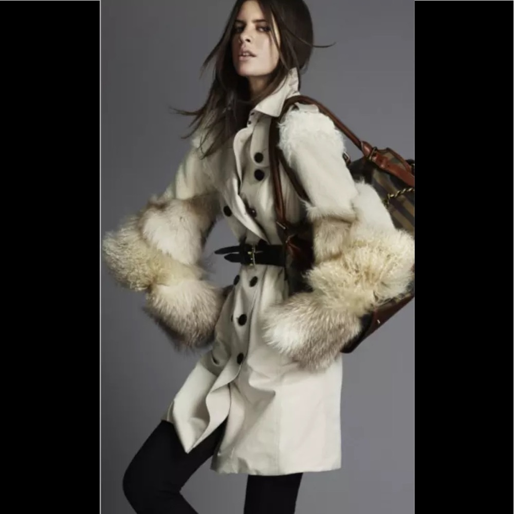 Burberry AW11 Classic Trench Lamb & Fox Fur Sleeve
